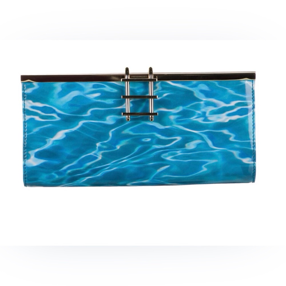 Kate Spade Patent Leather Blue Pool Clutch